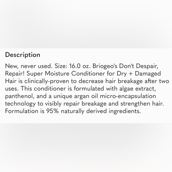NEW Briogeo Don't Despair Repair Moisture Conditioner Clean Beauty 16 fl oz - Picture 6 of 6